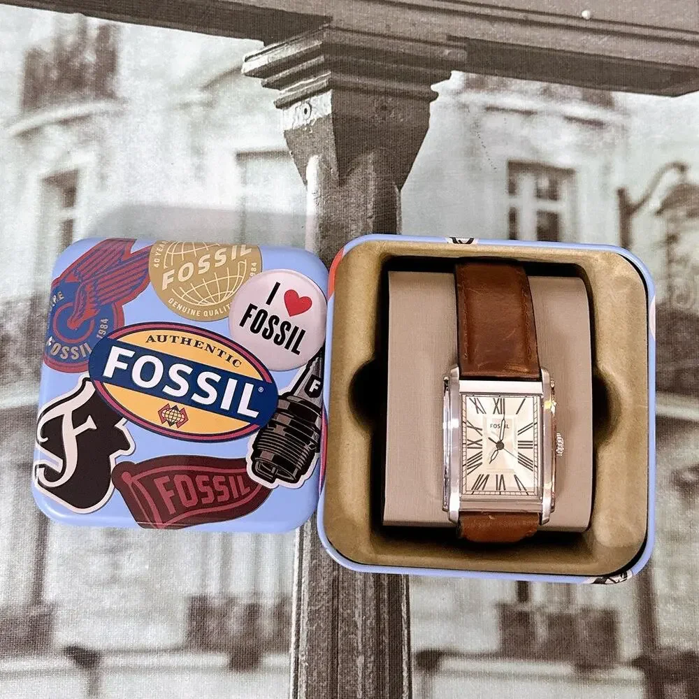 Fossil FS6012 Carraway Rectangular Leather Watch